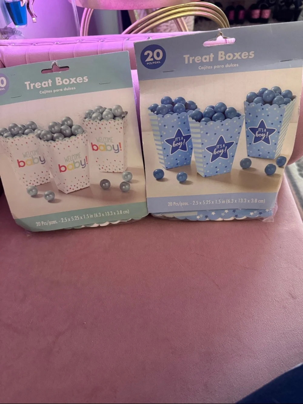 Baby Shower Treat Boxes - Blue & White Set (20 pcs) includes (2)packages. NWT